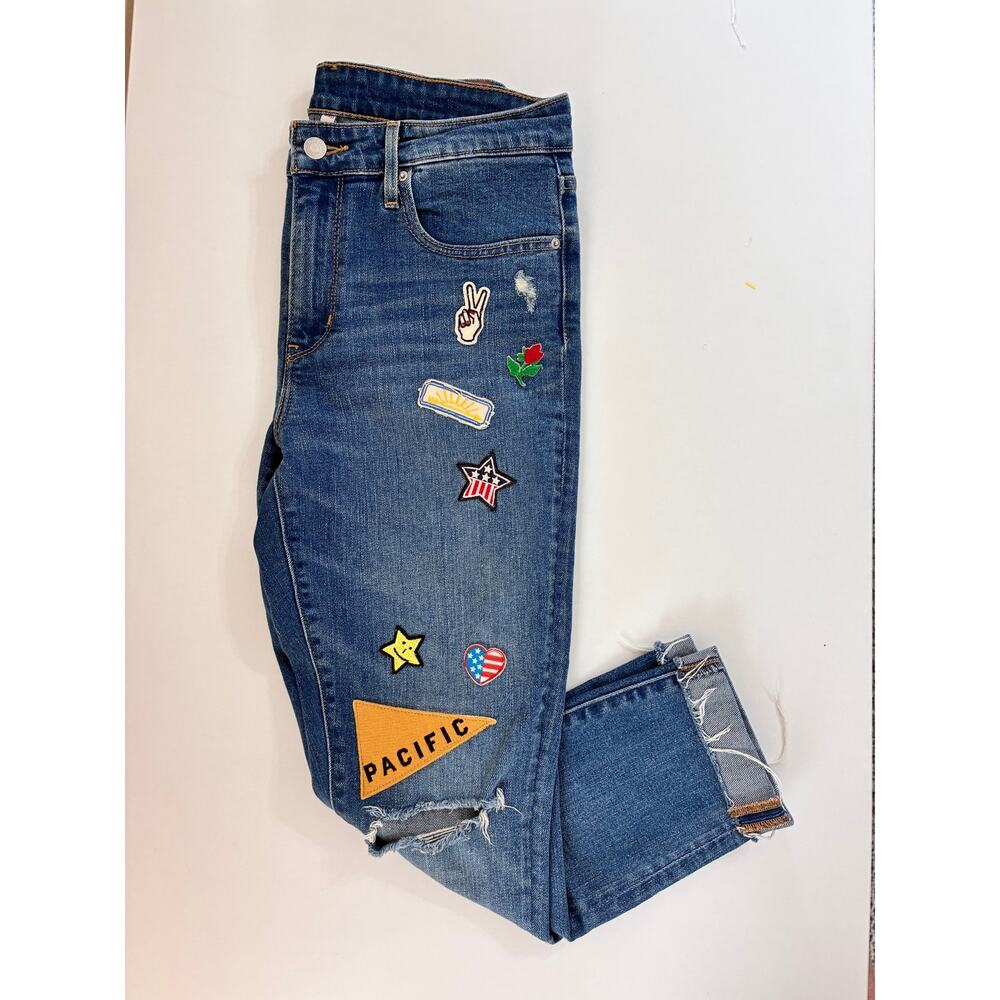 Levi's Jeans Montana Skyrider Distressed Cuffed Patchwork Blue Pac Heights 29x30 View 4